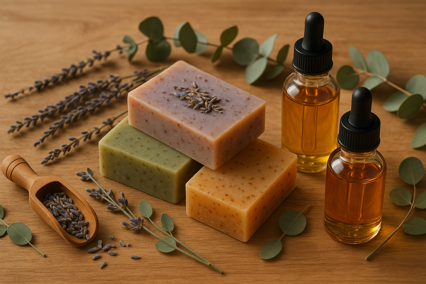 Organic handcrafted soap and essential hair oils