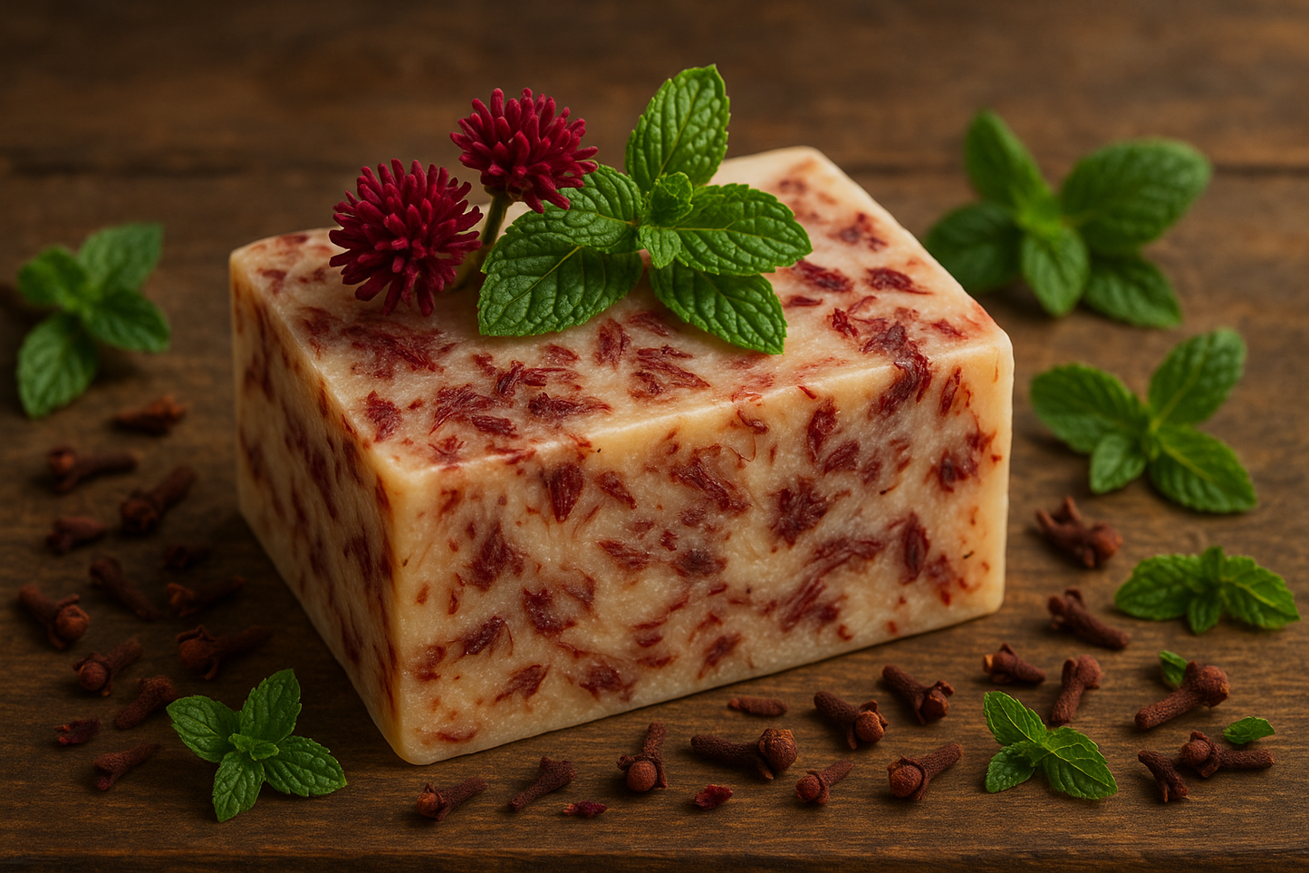 Red clove blossom peppermint soap