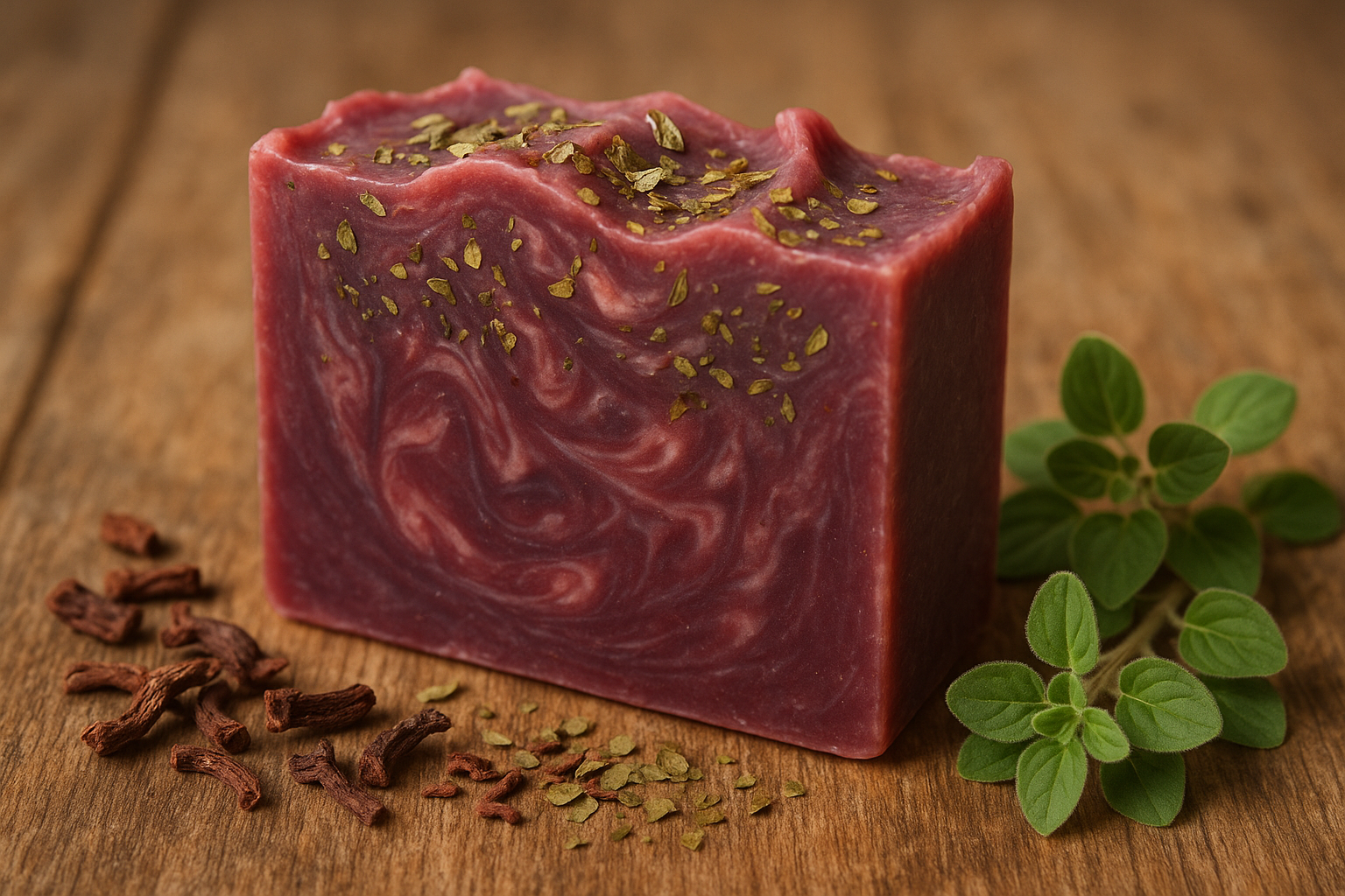 Alkanet root and oregano essential oil soap 