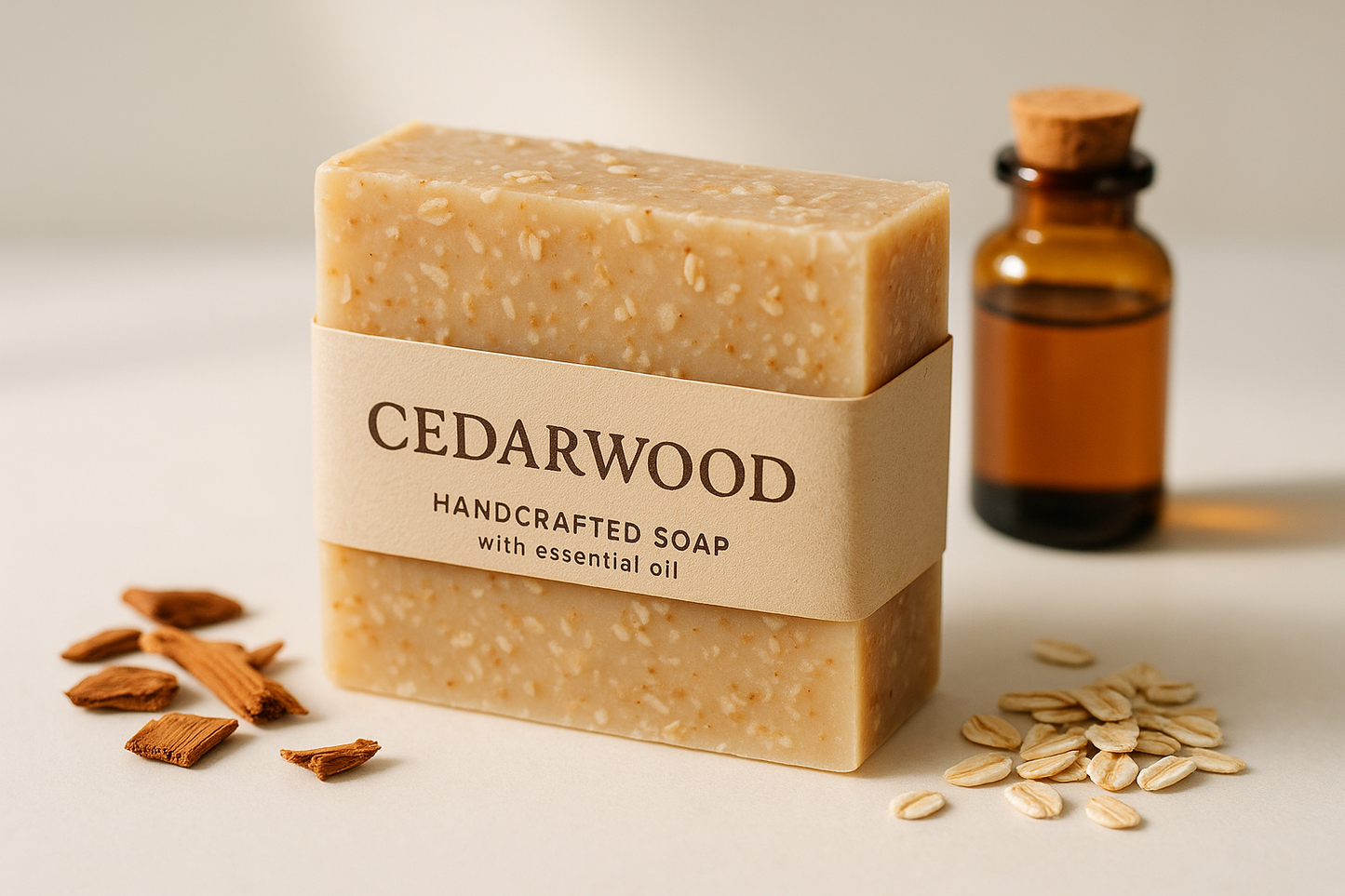 Essential cedar wood oil blended with oatmeal face and body soap 
