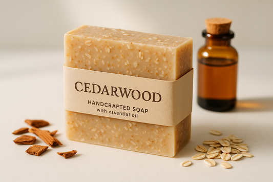 Essential cedar wood oil blended with oatmeal face and body soap 